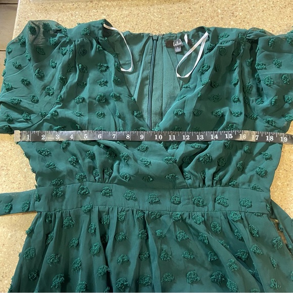 NWOT Lulus Always on Repeat Emerald Green Clip Dot Long Sleeve Mini Dress - Picture 12 of 12